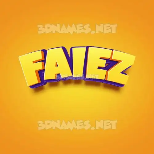 faiez in Orange Toon style - 3D name wallpaper