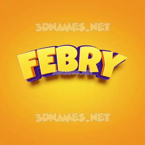 febry in Orange Toon style - 3D name wallpaper