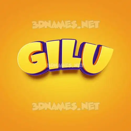 gilu in Orange Toon style - 3D name wallpaper
