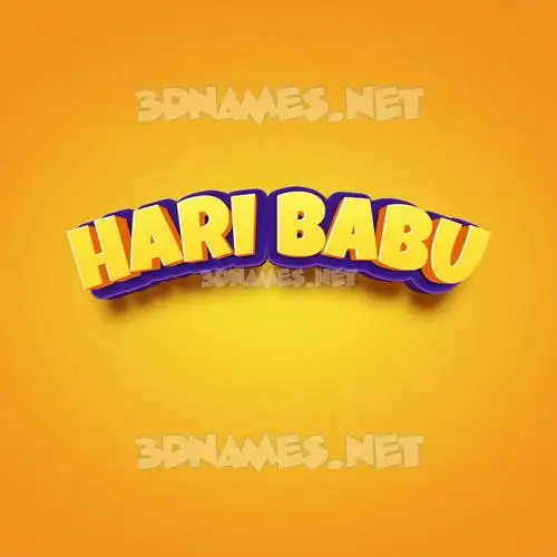 hari babu in Orange Toon style - 3D name wallpaper