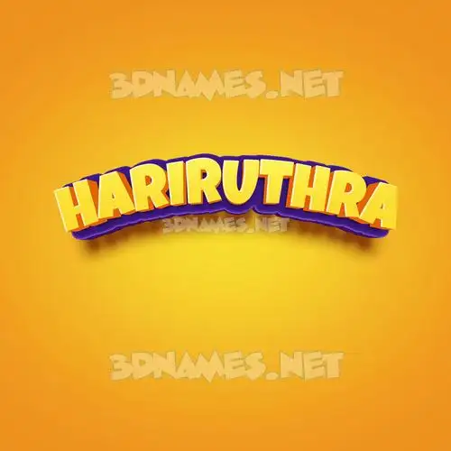 hariruthra in Orange Toon style - 3D name wallpaper