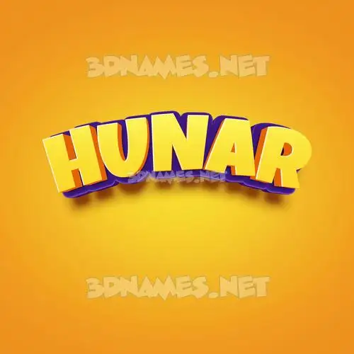 hunar in Orange Toon style - 3D name wallpaper