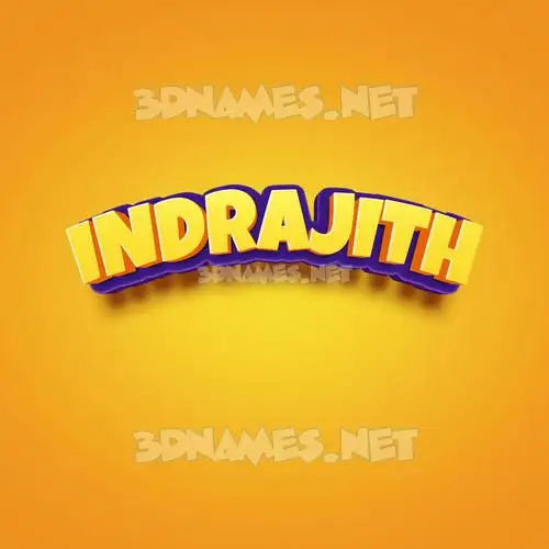 indrajith in Orange Toon style - 3D name wallpaper