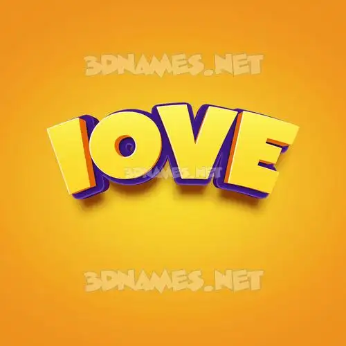 iove in Orange Toon style - 3D name wallpaper