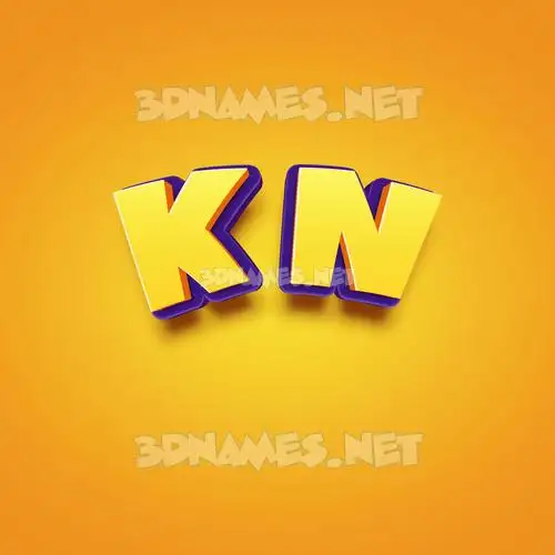 k n in Orange Toon style - 3D name wallpaper