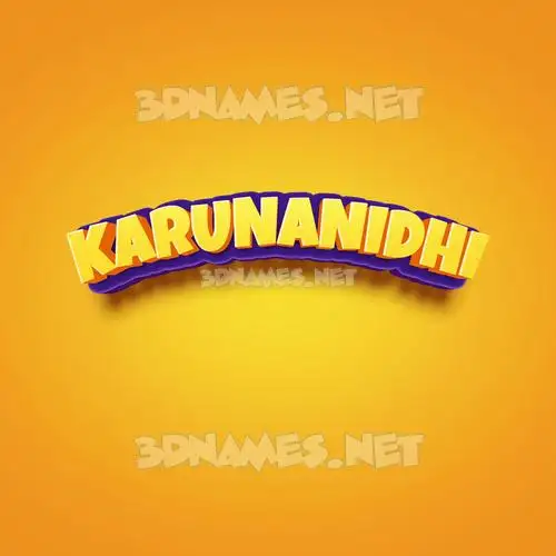 karunanidhi in Orange Toon style - 3D name wallpaper