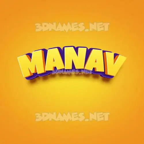 manav in Orange Toon style - 3D name wallpaper