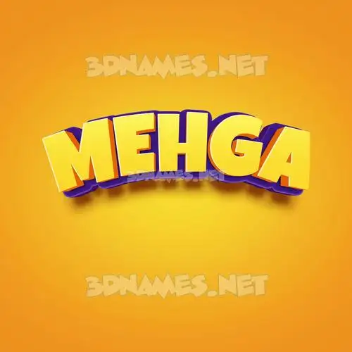 mehga in Orange Toon style - 3D name wallpaper