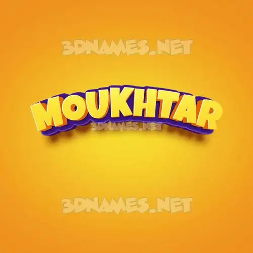 moukhtar in Orange Toon style - 3D name wallpaper