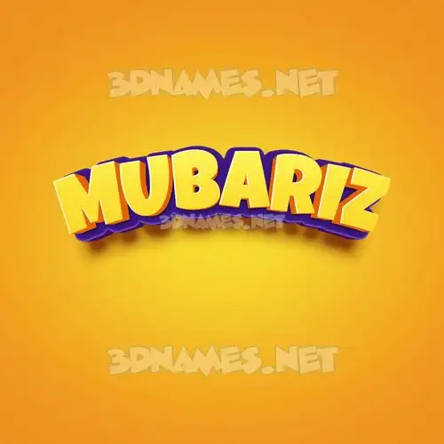 mubariz in Orange Toon style - 3D name wallpaper