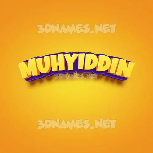 muhyiddin in Orange Toon style - 3D name wallpaper