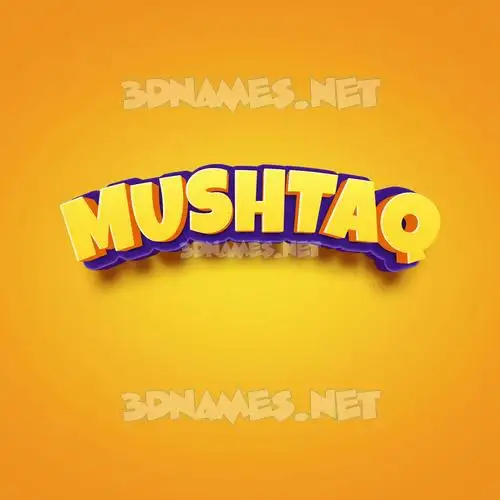 mushtaq in Orange Toon style - 3D name wallpaper