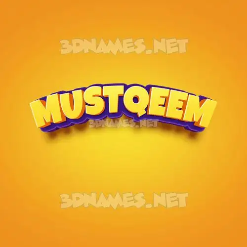 mustqeem in Orange Toon style - 3D name wallpaper