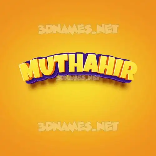 muthahir in Orange Toon style - 3D name wallpaper