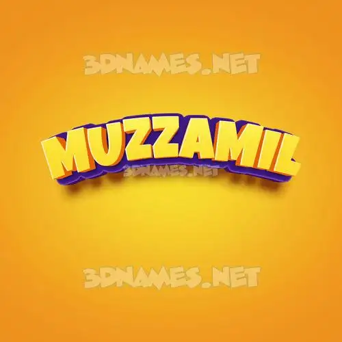muzzamil in Orange Toon style - 3D name wallpaper