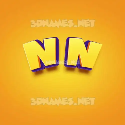 n n in Orange Toon style - 3D name wallpaper