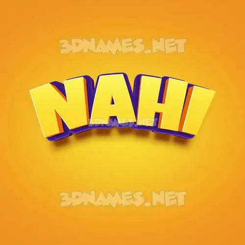 nahi in Orange Toon style - 3D name wallpaper