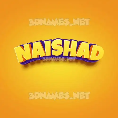 naishad in Orange Toon style - 3D name wallpaper