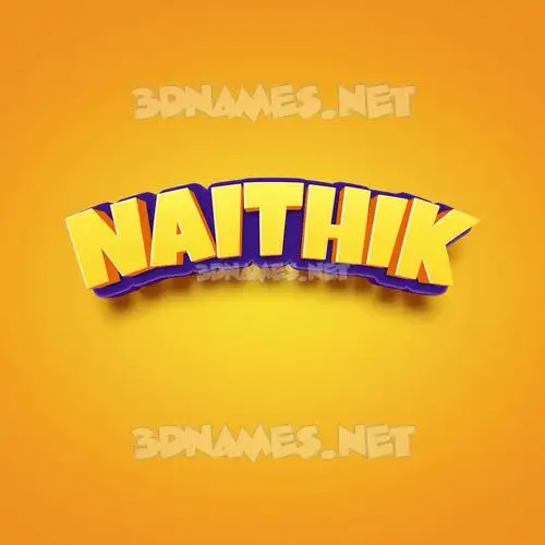 naithik in Orange Toon style - 3D name wallpaper