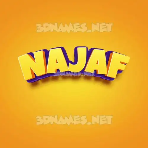 najaf in Orange Toon style - 3D name wallpaper