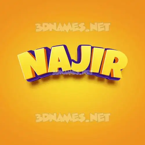 najir in Orange Toon style - 3D name wallpaper