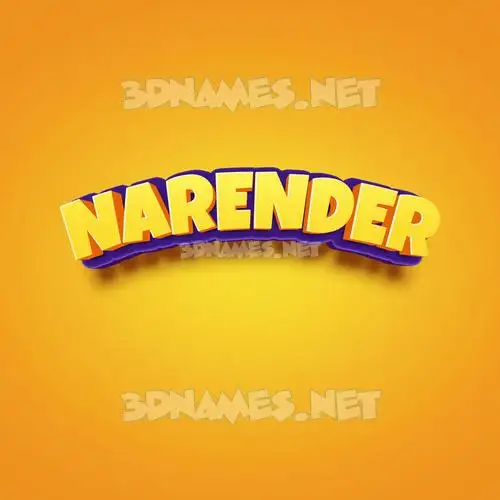 narender in Orange Toon style - 3D name wallpaper