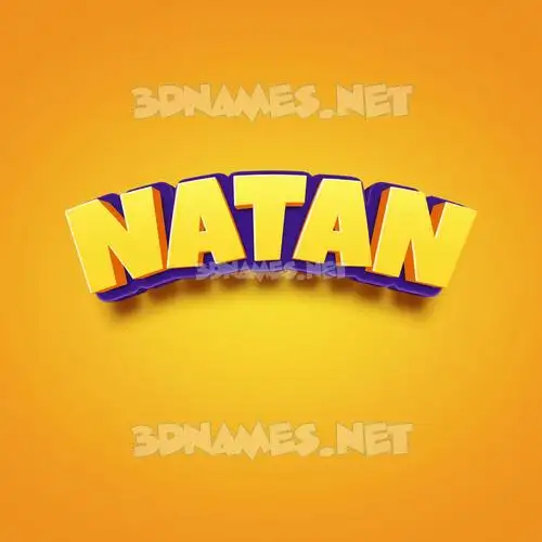 natan in Orange Toon style - 3D name wallpaper