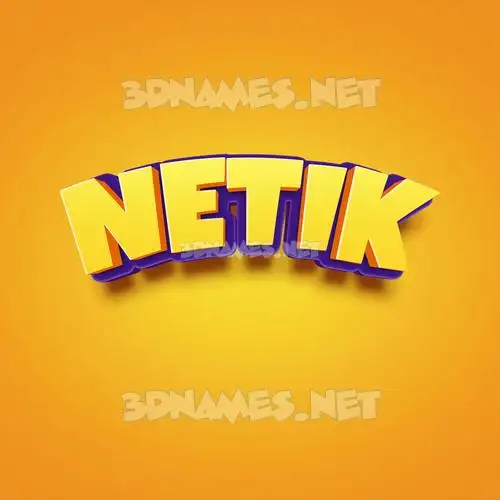 netik in Orange Toon style - 3D name wallpaper