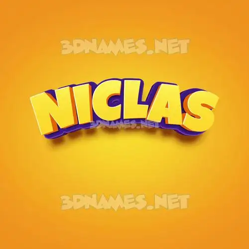 niclas in Orange Toon style - 3D name wallpaper