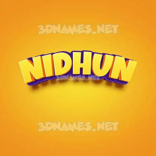 nidhun in Orange Toon style - 3D name wallpaper