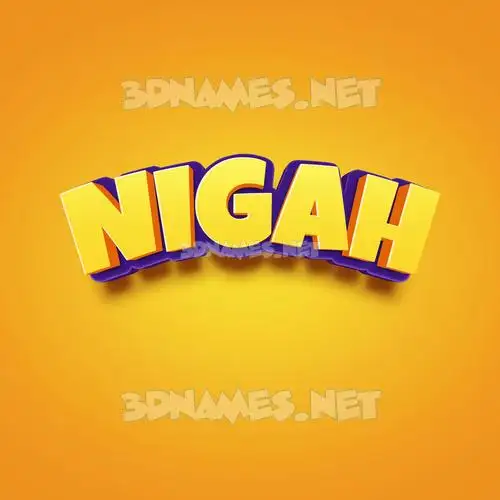 nigah in Orange Toon style - 3D name wallpaper