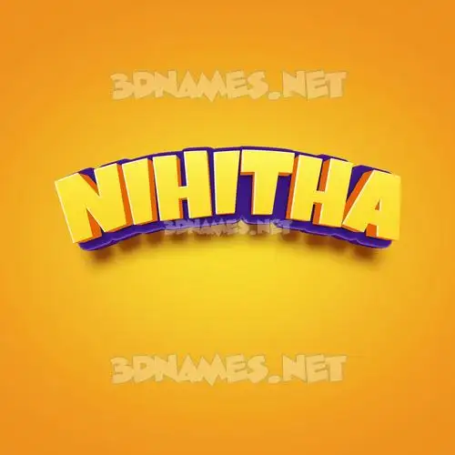 nihitha in Orange Toon style - 3D name wallpaper