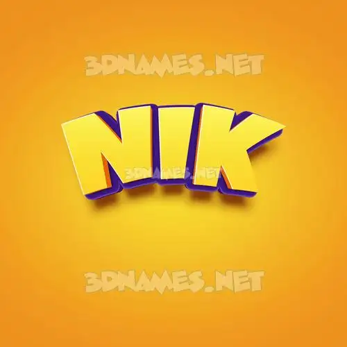 nik in Orange Toon style - 3D name wallpaper
