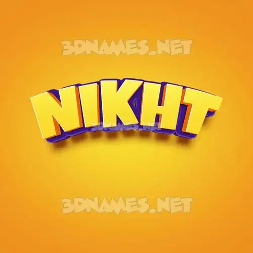 nikht in Orange Toon style - 3D name wallpaper