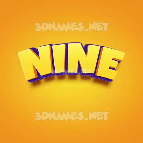 nine in Orange Toon style - 3D name wallpaper