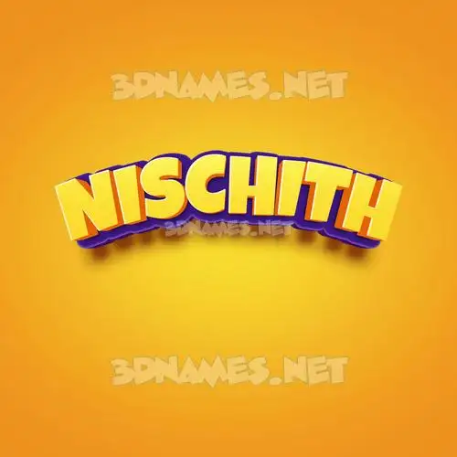 nischith in Orange Toon style - 3D name wallpaper