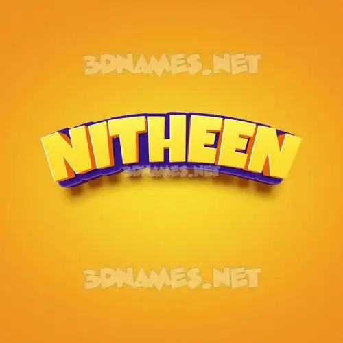 nitheen in Orange Toon style - 3D name wallpaper