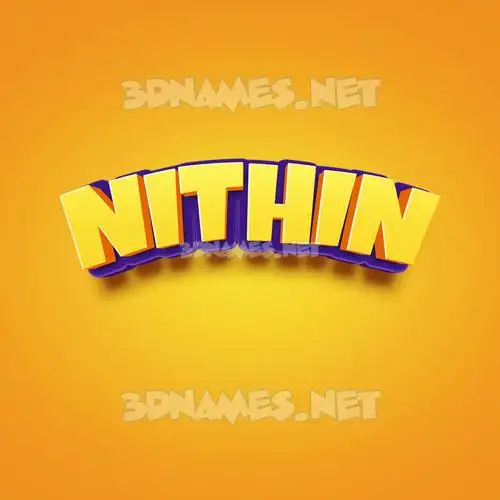 nithin in Orange Toon style - 3D name wallpaper