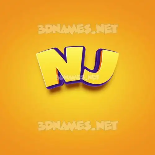 nj in Orange Toon style - 3D name wallpaper