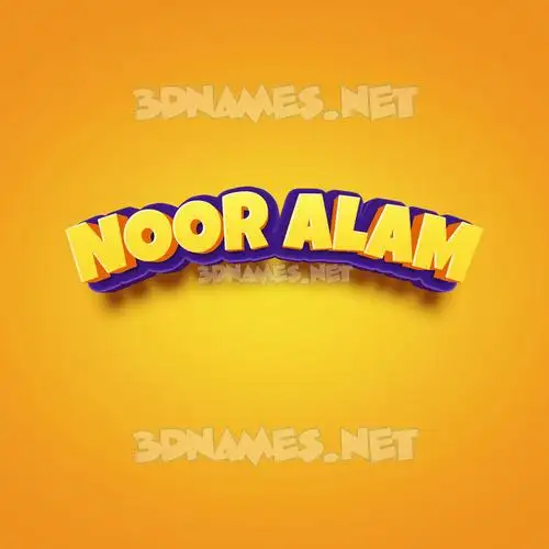 noor alam in Orange Toon style - 3D name wallpaper