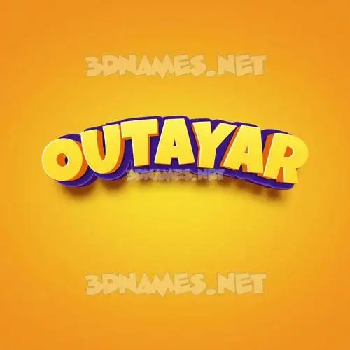outayar in Orange Toon style - 3D name wallpaper