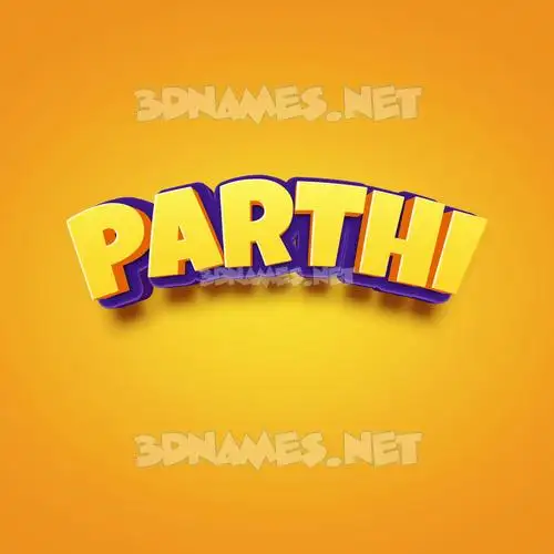 parthi in Orange Toon style - 3D name wallpaper
