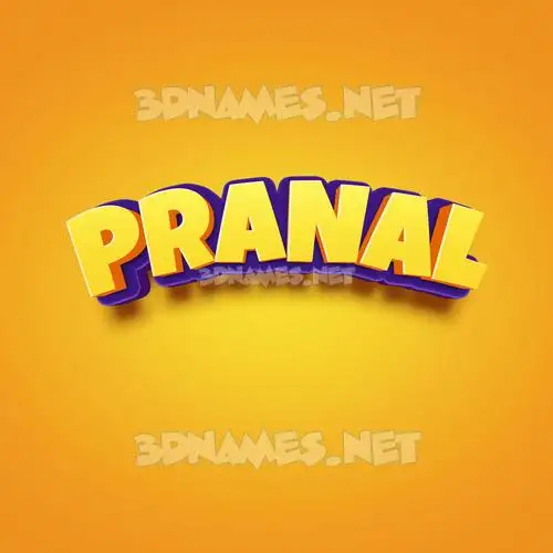 pranal in Orange Toon style - 3D name wallpaper