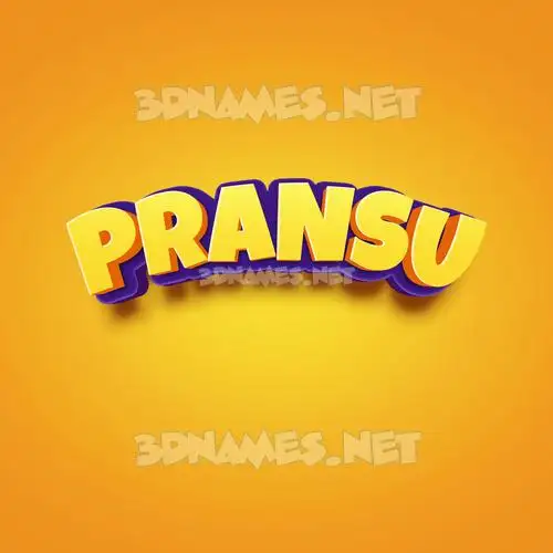 pransu in Orange Toon style - 3D name wallpaper