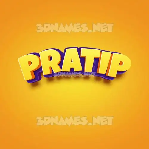 pratip in Orange Toon style - 3D name wallpaper