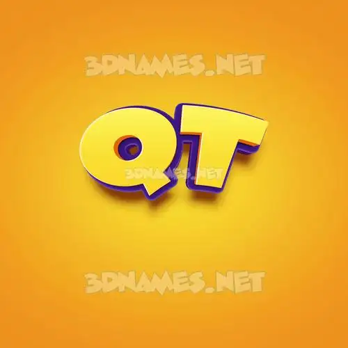 qt in Orange Toon style - 3D name wallpaper