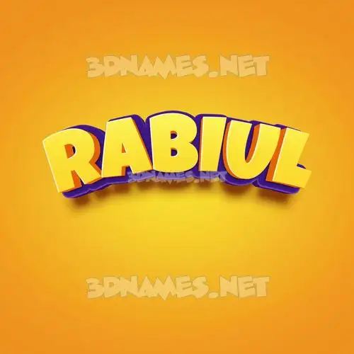rabiul in Orange Toon style - 3D name wallpaper