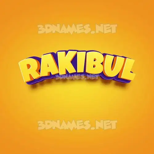 rakibul in Orange Toon style - 3D name wallpaper
