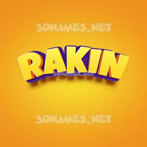 rakin in Orange Toon style - 3D name wallpaper