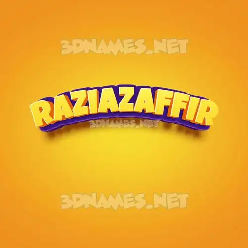 raziazaffir in Orange Toon style - 3D name wallpaper